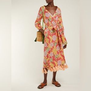 RHODE Resort Lena Floral Print Cotton Wrap Dress